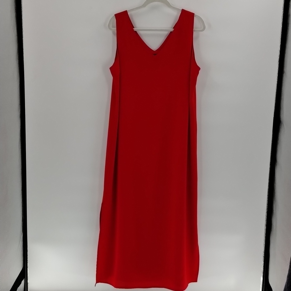 A Wild Thyme solid red maxi sleeveless slip dress size 14 slit sides